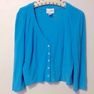 Joseph Ribkoff Vibrant Aqua-Blue Button-Front Cardigan